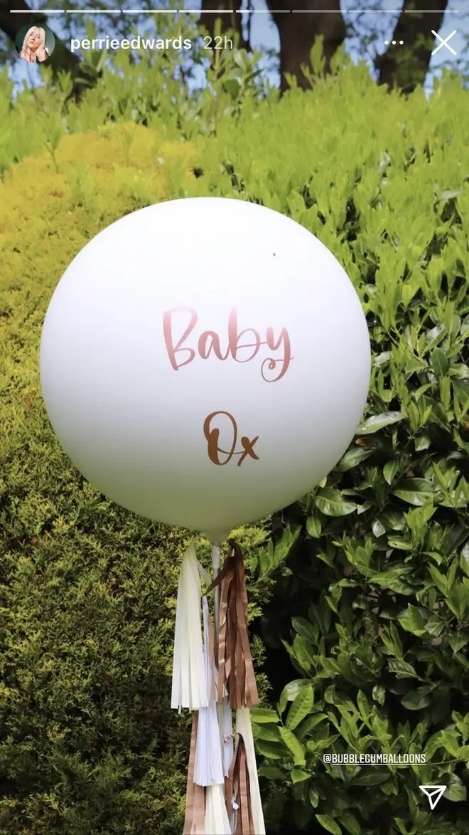 Fans were excited by the adorable 'Baby Ox' balloons Perrie Edwards posted to her story