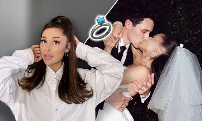 Ariana Grande shared a look at her wedding ring for the first time