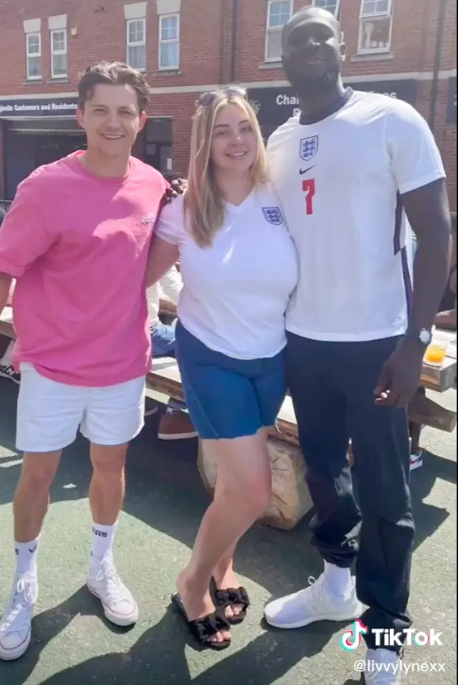 Tom Holland and Stormzy were spotted celebrating the match at the pub