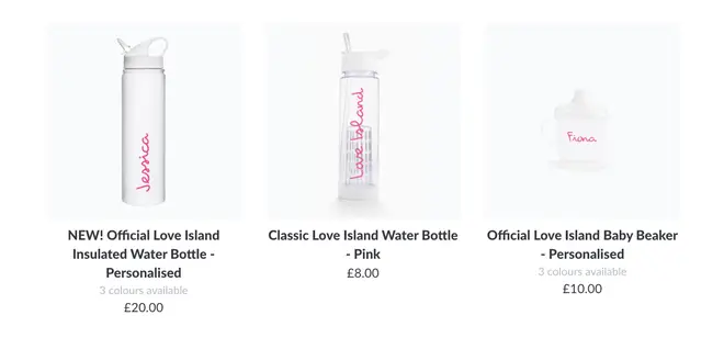 How to shop the Love Island personalised water bottles