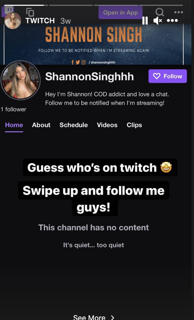 Love Island's Shannon Singh has a Twitch account