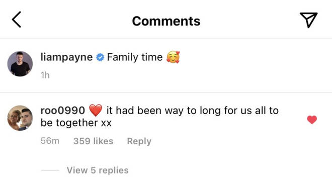 Ruth commented on Liam Payne's family selfie