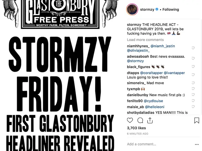 Stormzy confirms he's headlining Glastonbury 2019