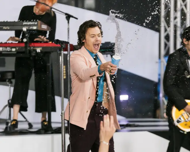 The Harry Styles fan replicated the singer's water splash during the event