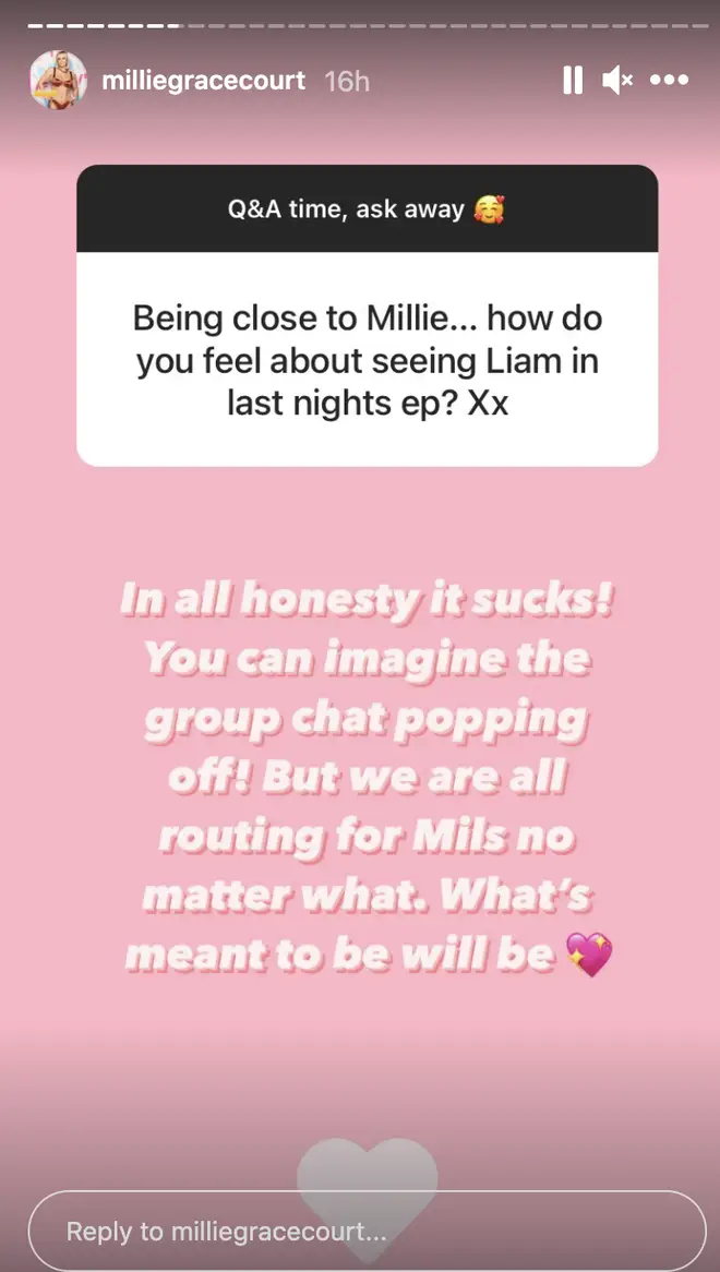 Millie's pals were not a fan of Liam's antics in Casa Amor