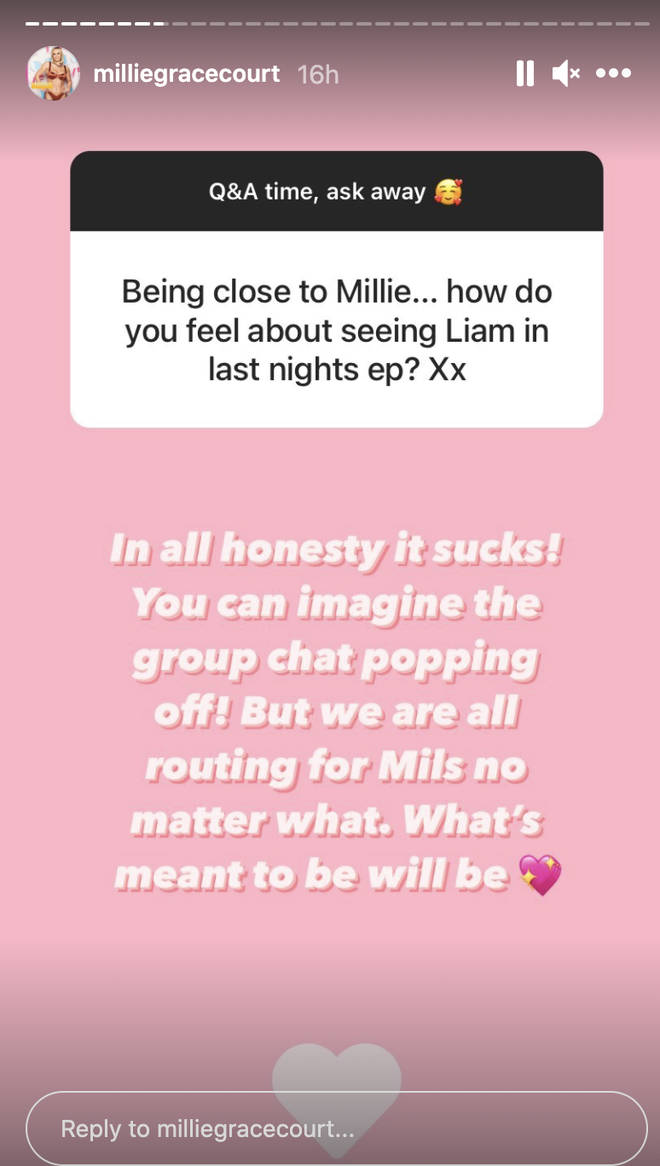 Millie's pals were not a fan of Liam's antics in Casa Amor