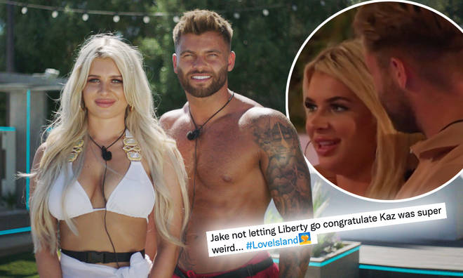 Love Island fans said it was 'uncomfortable' watching Jake hold Liberty back from hugging Kaz