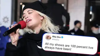 Rita Ora has said it was `"annoying" that she had to lip-sync during her Thanksgiving performance