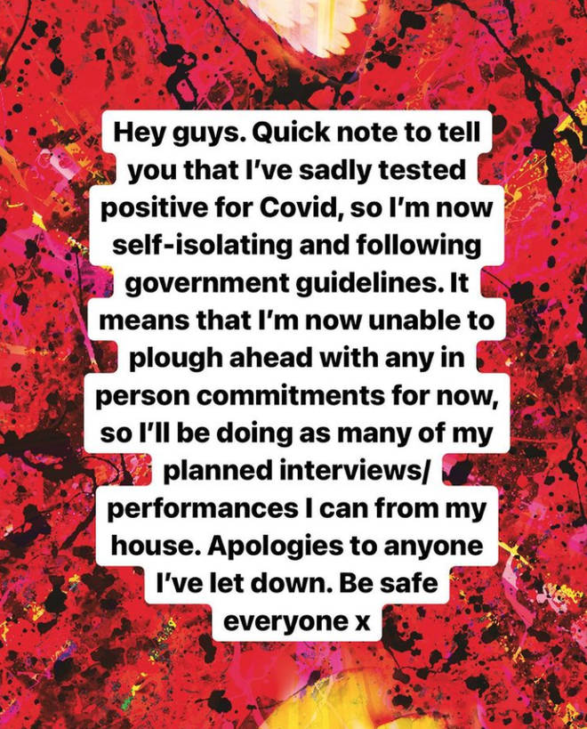 Ed Sheeran shared a statement after testing positive
