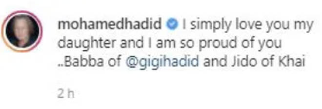 Gigi Hadid's dad threw support behind the model