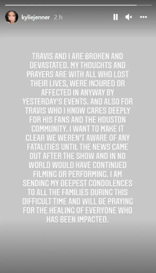 Kylie Jenner released a statement after the Astroworld tragedy