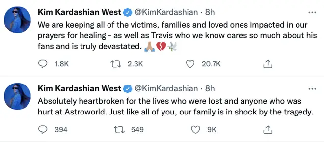 Kim Kardashian said she was 'heartbroken' about the Astroworld tragedy