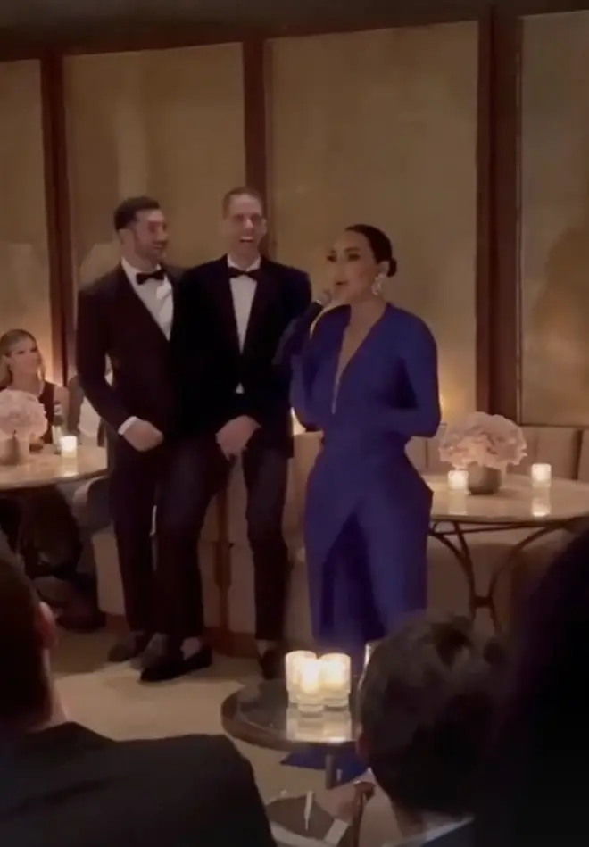 Kim Kardashian made fun of her three divorces in a wedding speech