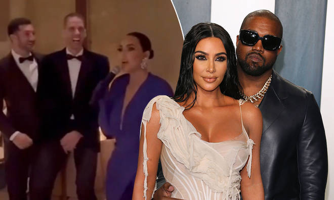 Kim Kardashian joked about her three divorces in a wedding speech for her pal Simon Huck