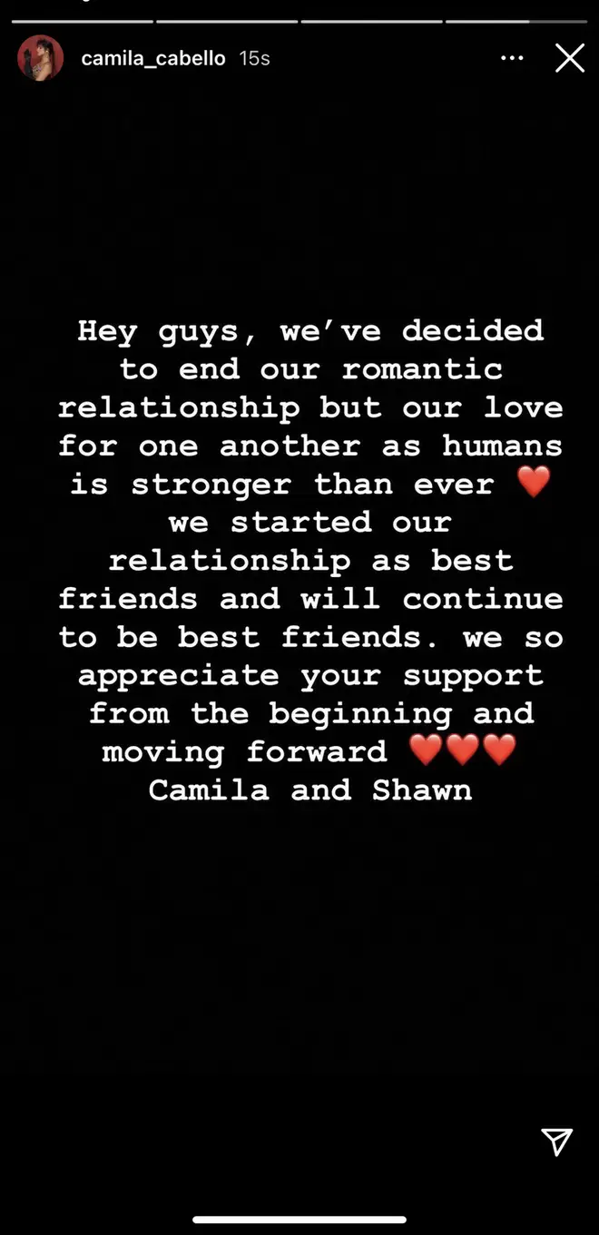 Shawn Mendes and Camila Cabello confirm split