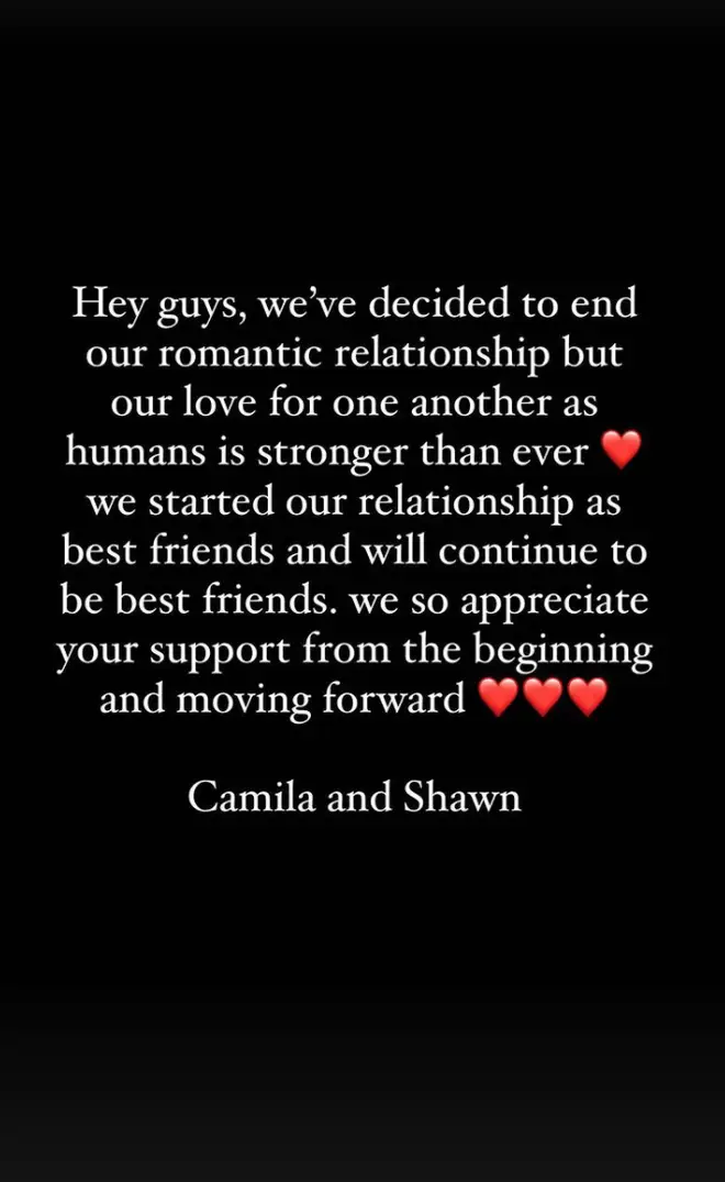 Shawn Mendes and Camila Cabello announced their split with matching statements