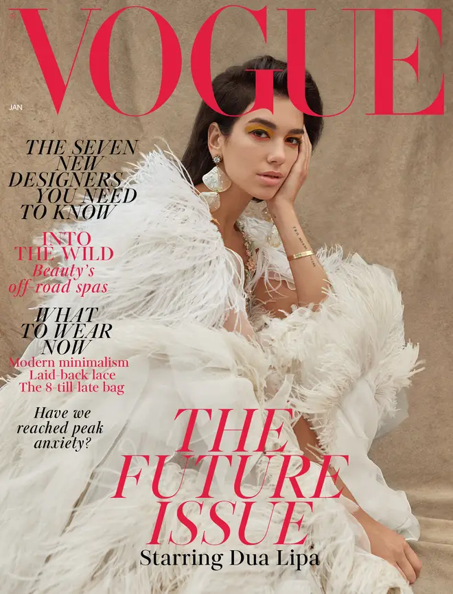 Dua Lipa on the cover of British Vogue January 2019.