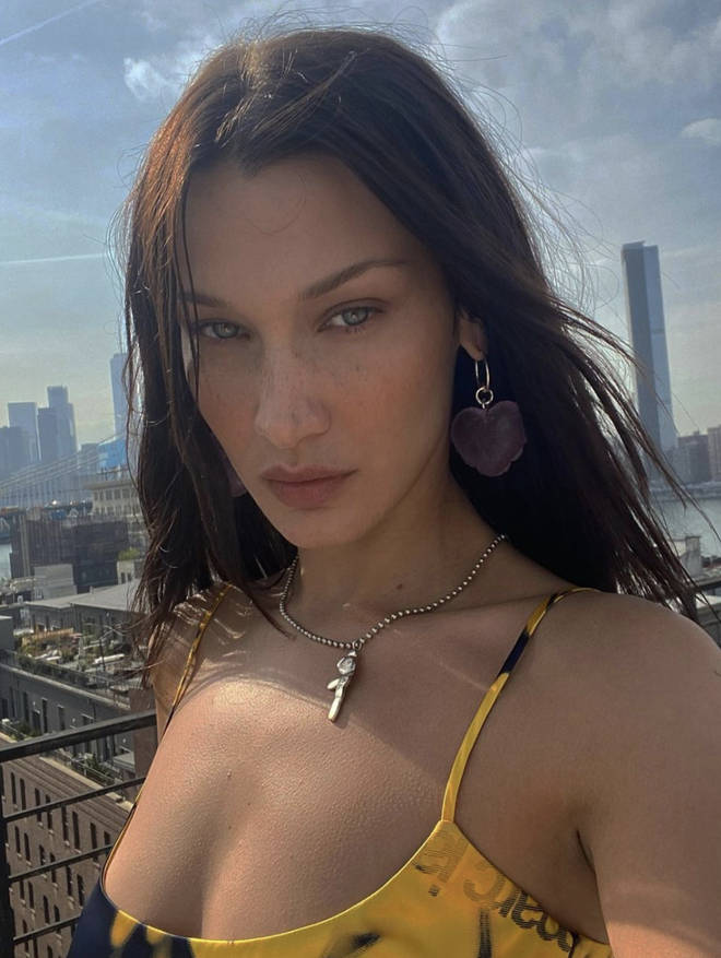 Bella Hadid was sporting Good American Jeans in the photos