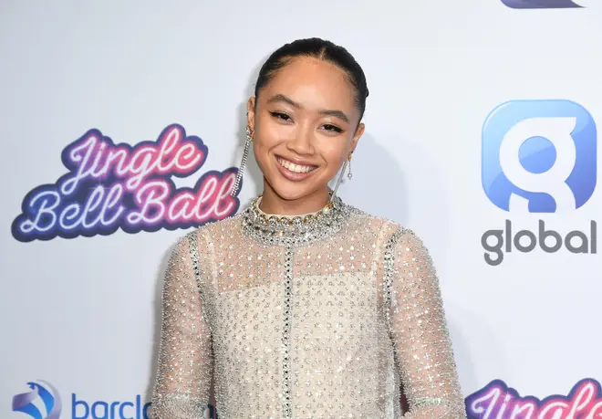 Griff smiling on the red carpet at Capital's Jingle Bell Ball.