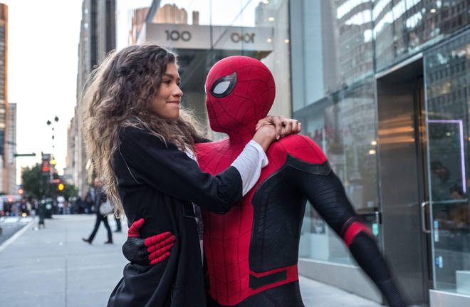 Zendaya and Tom Holland as Peter Parker and MJ in action