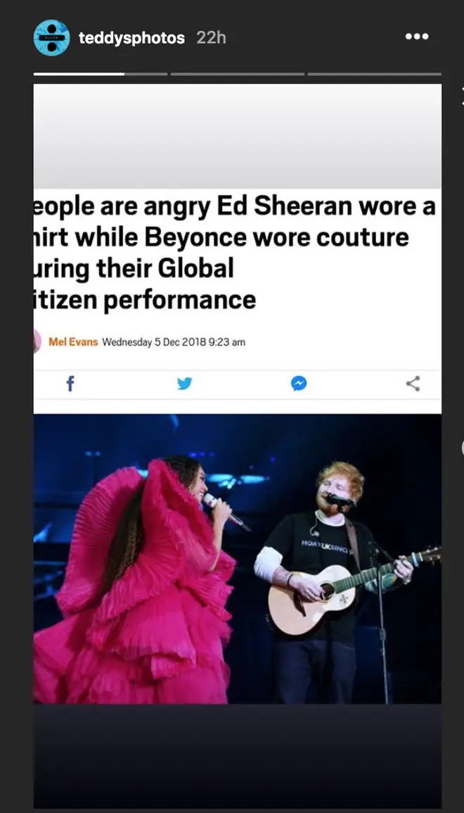 Ed Sheeran's Instagram response to his underdressed stage outfit is hilarious