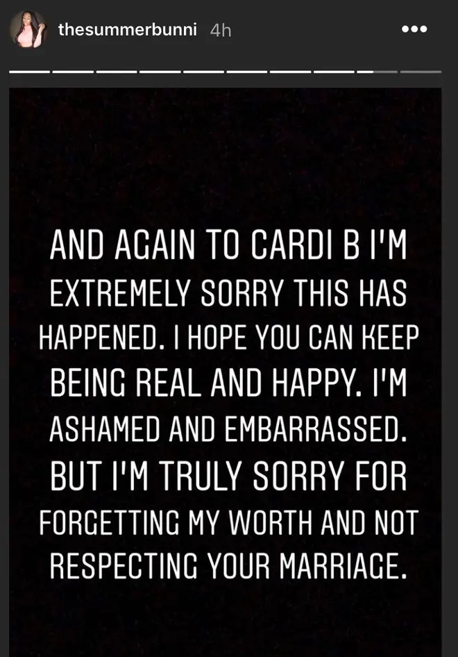 Summer Bunni sends Cardi B an apology