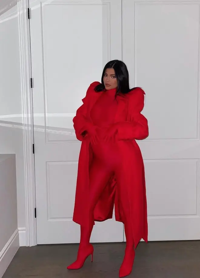 Kylie stuns in a fiery red look