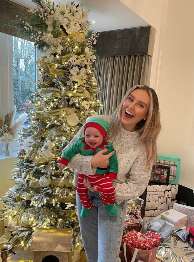 Perrie Edwards and baby Axel at Christmas