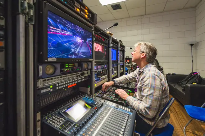 Backstage crew working on the Jingle Bell Ball 2018