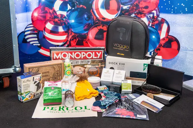 This year's backstage goody bag for our celebrities, including Monopoly and Viaggio hairdryer