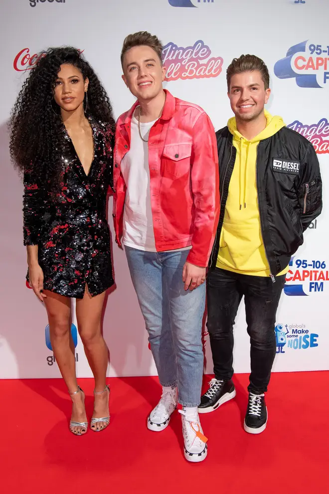 Vick Hope, Roman Kemp, Sonny Jay during day one of Capital's Jingle Bell Ball 2018
