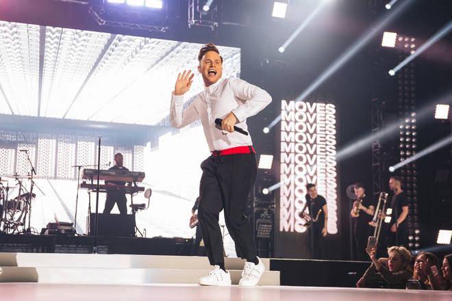 Olly Murs performing on stage at the Jingle Bell Ball 2018