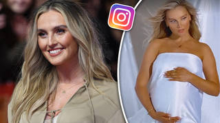 Perrie Edwards gives fans a behind the scenes look of pregnancy photoshoot