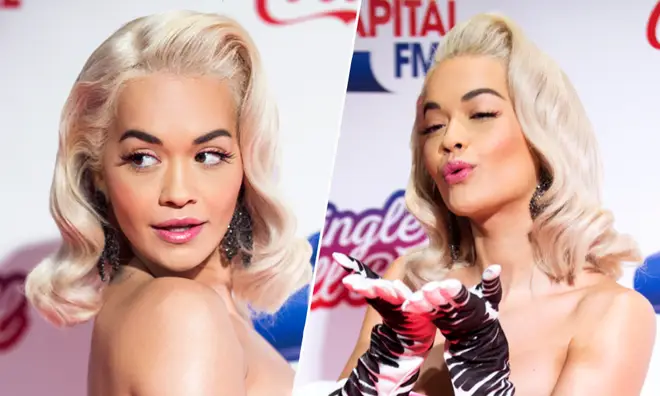 Rita Ora's gone platinum blonde for her pin up look