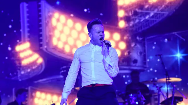 Olly Murs on stage at the Jingle Bell Ball 2018