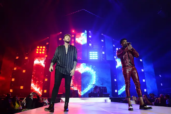 James Arthur and Dalton Harris on stage at the Jingle Bell Ball 2018
