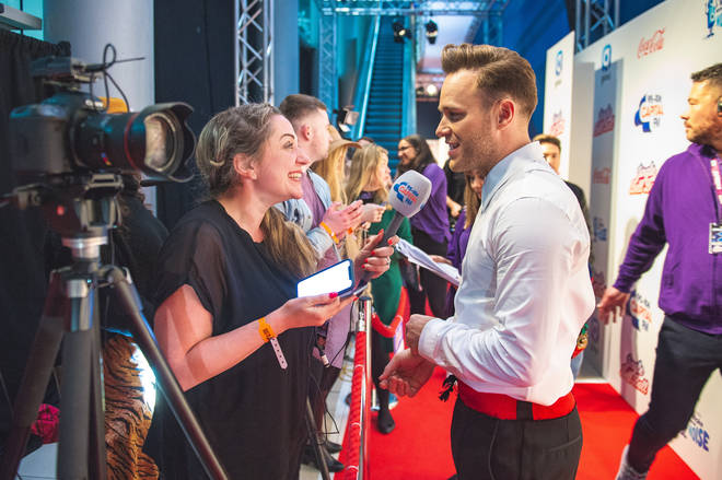 Olly Murs getting interviewed on our JBB red carpet