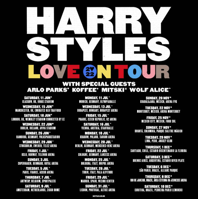Harry Styles has announced a stadium tour across the UK and Europe for 2022