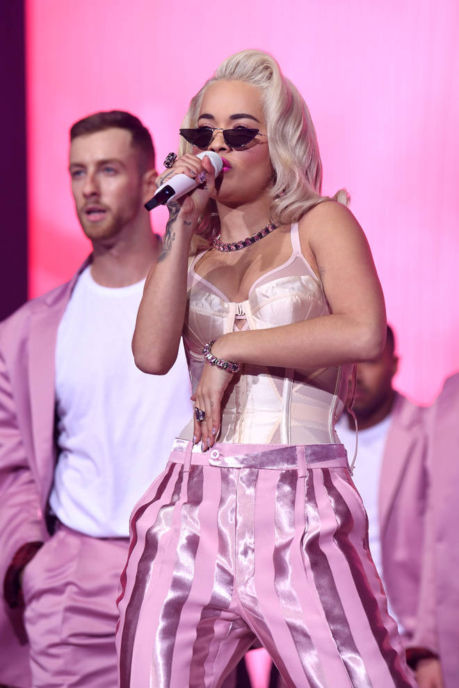Rita Ora on stage at the Jingle Bell Ball 2018