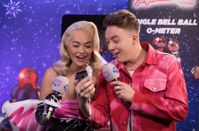 Rita Ora backstage with Roman at the Jingle Bell Ball 2018