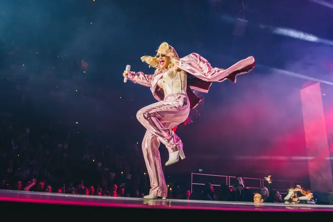 Rita Ora performing on stage at the Jingle Bell Ball 2018