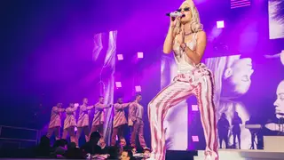Rita Ora performing on stage at the Jingle Bell Ball 2018