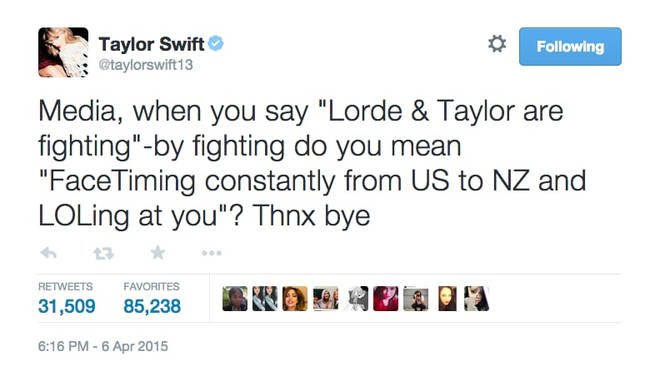 Taylor Swift clears up any confusion about her friendship with Lorde