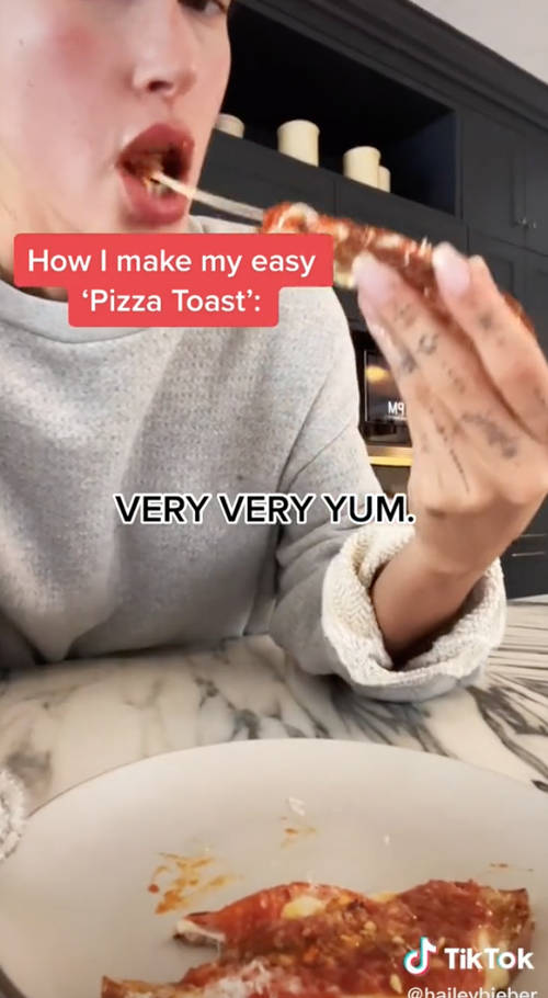 Everybody Is Obsessed With Hailey Bieber's 'Pizza Toast' On TikTok - Capital