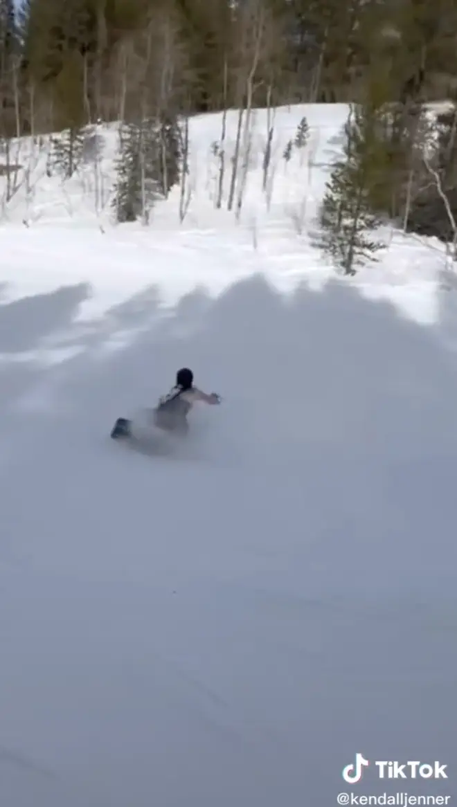 Kendall Jenner trolled herself with a snowboarding fail video