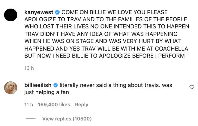 Billie Eilish directly responded to Kanye West