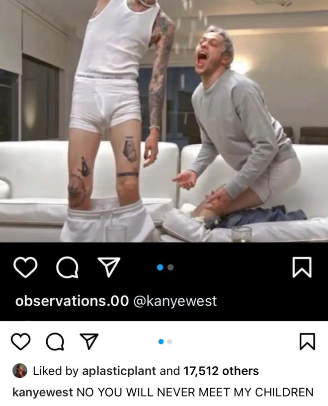 Kanye West said Pete Davidson 'will never meet my children'