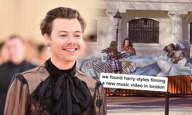 Harry Styles was spotted filming a music video in London