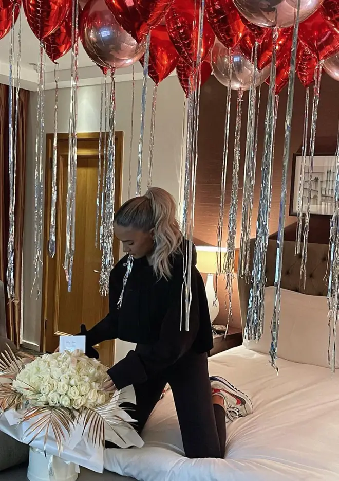 Tommy Fury filled their hotel room with heart-shaped balloons