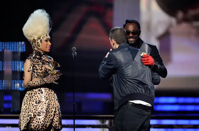 Nicki waits eagerly on stage for rumoured beau.